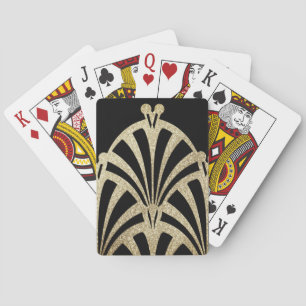 Art Deco Fächer Muster schwarz Bronze elegant vint Spielkarten