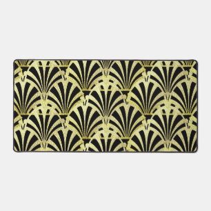 Art Deco Fächer Muster schwarz Gold elegant vintag Schreibtischunterlage