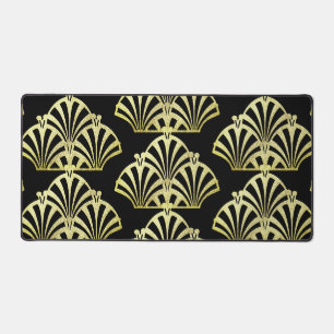 Art Deco Fächer Muster schwarz Gold elegant vintag Schreibtischunterlage