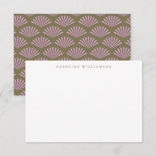 Art Deco Fächer Olive Lilac Benutzerdefinierte Nam Mitteilungskarte
