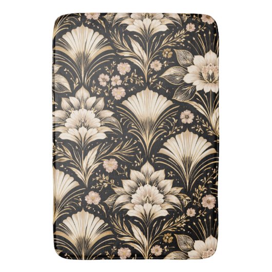 Art Deco Fächer Stil Blumenmuster Badematte (Vorderseite Vertikal)