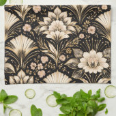 Art Deco Fächer Stil Blumenmuster Geschirrtuch (Gefaltet)