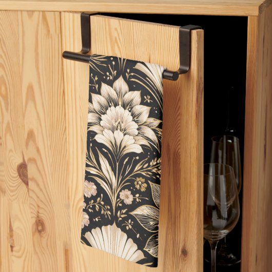 Art Deco Fächer Stil Blumenmuster Geschirrtuch (Drittel gefaltet)