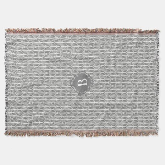 Art Deco Fächerpalmenmuster mit Ihrem Monogramm Decke (Vorderseite)