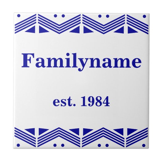 Art Deco Familienname Fliese (Vorderseite)