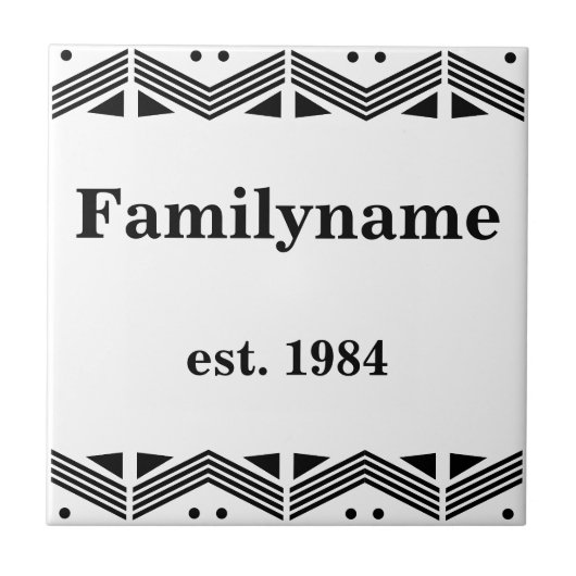Art Deco Familienname Keramik Tile Fliese (Vorderseite)