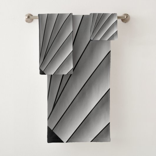 Art Deco Fan Design Grau-Badehandtuch Set (Insitu)
