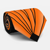 Art Deco Fan Design Orange Neck Tie Krawatte (Gerollt)