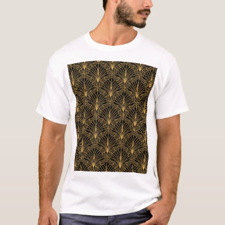 Art Deco Fan: Geometrisches, gelbes Schwarz T-Shirt
