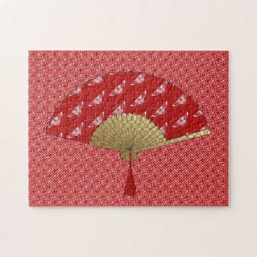 Art Deco Fan in einem Schmetterlingsmuster, Deep R Puzzle (Horizontal)