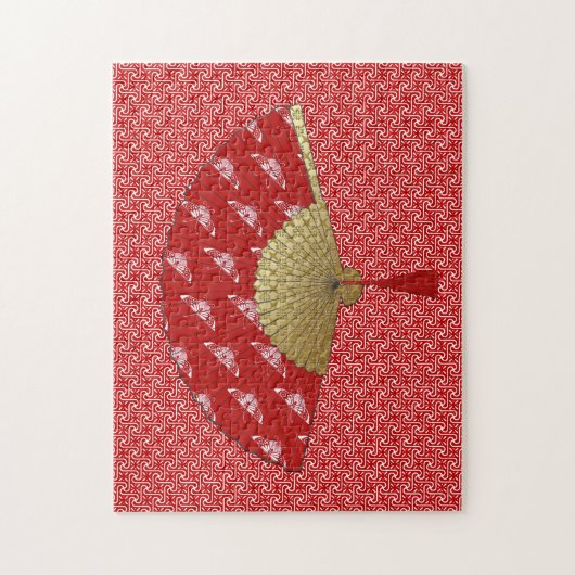 Art Deco Fan in einem Schmetterlingsmuster, Deep R Puzzle (Vertikal)