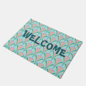 Art Deco Fan Miami Wiederholung Muster Fußmatte (Schrägansicht)