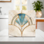 Art Deco Fan Muschel - Travertin und blauer Marmor Fliese<br><div class="desc">Art Deco Fan Muschel - Travertin und blauer Marmor</div>