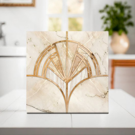 Art Deco Fan Muschel - Travertine Marmor Fliese