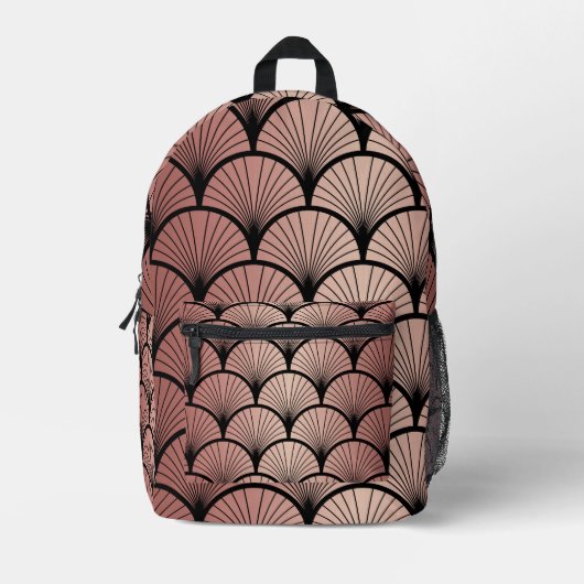 Art Deco Fan Muster Bedruckter Rucksack (Vorderseite)