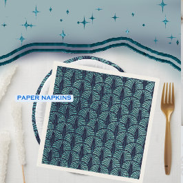 Art Deco Fan Muster Blau Serviette