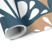 Art Deco Fan Muster Blue Brown Ornamental Geschenkpapier (Rolleneckpunkt)