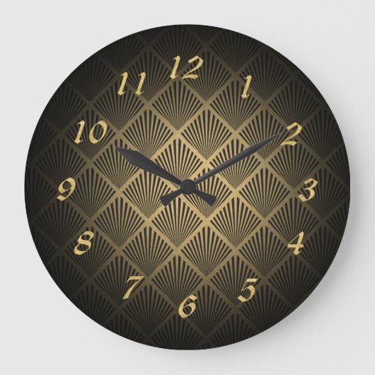 Art Deco Fan Muster Große Wanduhr (Vorderseite)