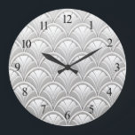 Art Deco Fan Muster Große Wanduhr<br><div class="desc">Art Deco Fan Leaf Skalierung</div>