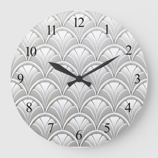 Art Deco Fan Muster Große Wanduhr (Vorderseite)