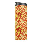 Art Deco Fan Muster, Mandarin Orange Thermosbecher (Nach rechts gedreht)