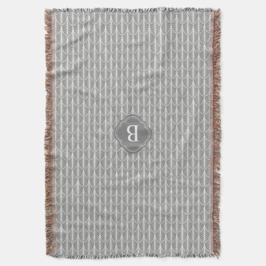 Art Deco Fan Palm Muster mit Ihrem Monogramm Decke (Vorderseite Vertikal)