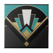 Art Deco Fan Style Keramik (Aquamarin) Fliese (Vorderseite)