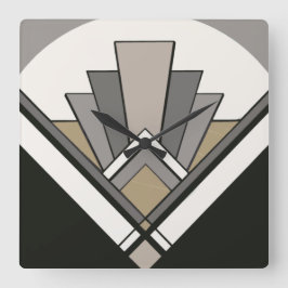 Art Deco Fan Tile Clock Quadratische Wanduhr