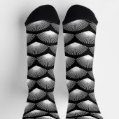 Art Deco Fan Weiß Muster Schwarz Socken (Oben)