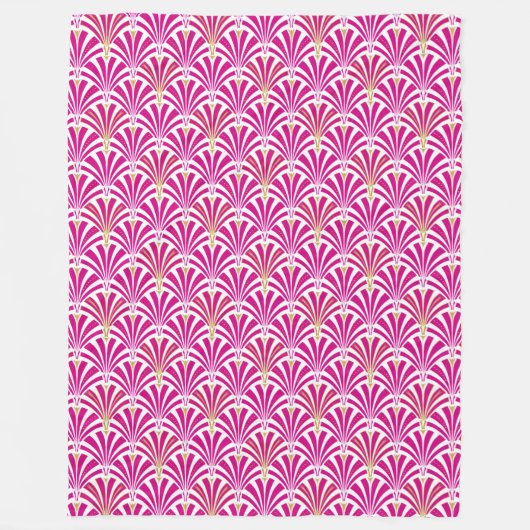 Art Deco Fanmuster - fuchsia pink Fleecedecke (Vorderseite)