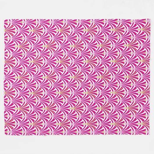Art Deco Fanmuster - fuchsia pink Fleecedecke (Vorderseite (Horizontal))