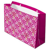Art Deco Fanmuster - fuchsia pink Große Geschenktüte (Rückseite Schrägansicht)