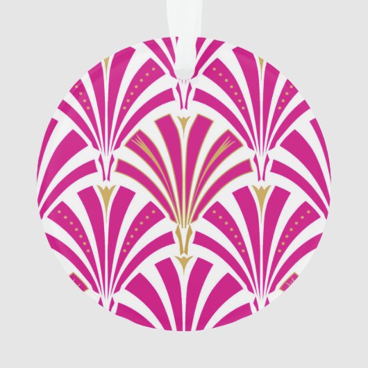 Art Deco Fanmuster - fuchsia pink Ornament (Rückseite)