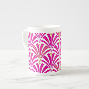 Art Deco Fanmuster - fuchsia pink Porzellantasse