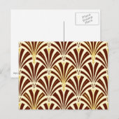 Art-Deco-Fanmuster - Schokolade auf Creme Postkarte (Vorne/Hinten)