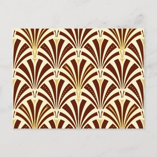 Art-Deco-Fanmuster - Schokolade auf Creme Postkarte (Vorderseite)