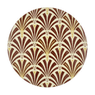 Art-Deco-Fanmuster - Schokolade auf Creme Schneidebrett