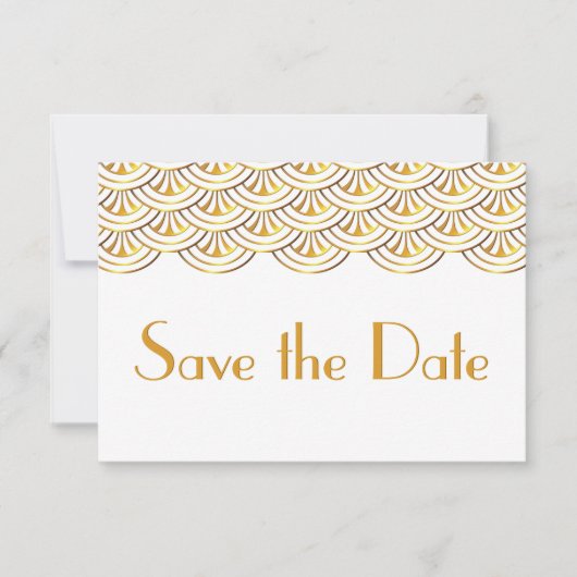 Art Deco Fans Gold Look Save the Date Hochzeit (Vorderseite)