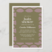 Art Deco Fans in Olive und Lilac Baby Showroom Einladung (Vorne/Hinten)
