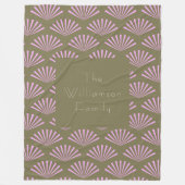 Art Deco Fans in Olive und Lilac Personalisierter  Fleecedecke (Vorderseite)