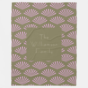 Art Deco Fans in Olive und Lilac Personalisierter  Fleecedecke