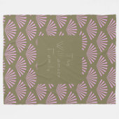 Art Deco Fans in Olive und Lilac Personalisierter  Fleecedecke (Vorderseite (Horizontal))
