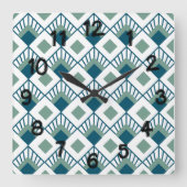 Art Deco Fans  Quadratische Wanduhr (Vorderseite)