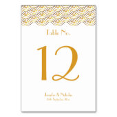 Art Deco Fans White & Gold Wedding Tischnummer (Rückseite)