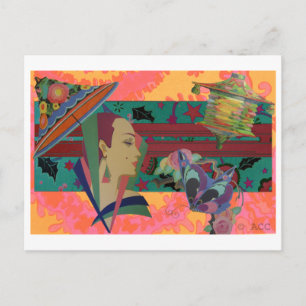 Art Deco Farbschlauch für Frauen Postkarte