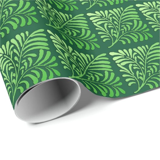 Art Deco Farnmuster - Farbtöne von Grün Geschenkpapier (Rolleneckpunkt)