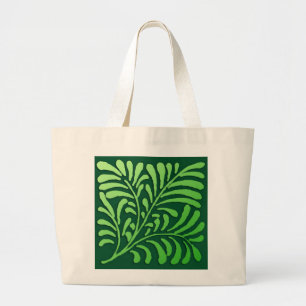 Art Deco Farnmuster - Farbtöne von Grün Jumbo Stoffbeutel