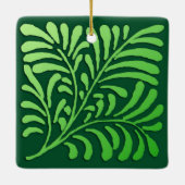 Art Deco Farnmuster - Farbtöne von Grün Keramikornament (Rückseite)
