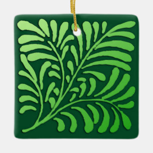 Art Deco Farnmuster - Farbtöne von Grün Keramikornament