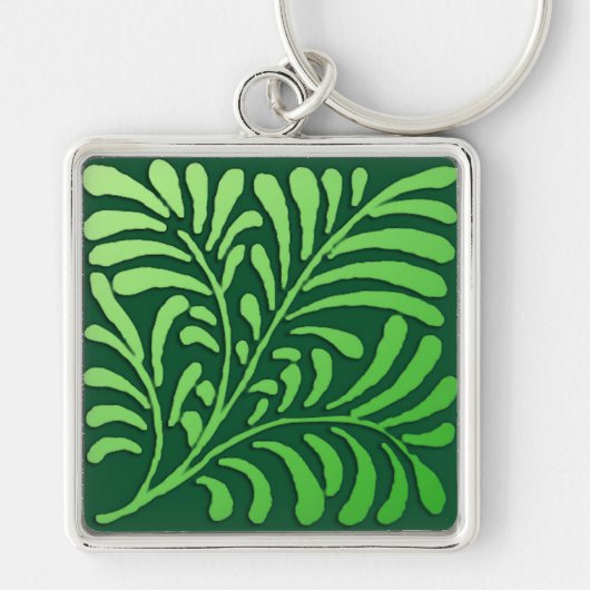 Art Deco Farnmuster - Farbtöne von Grün Schlüsselanhänger (Vorne)